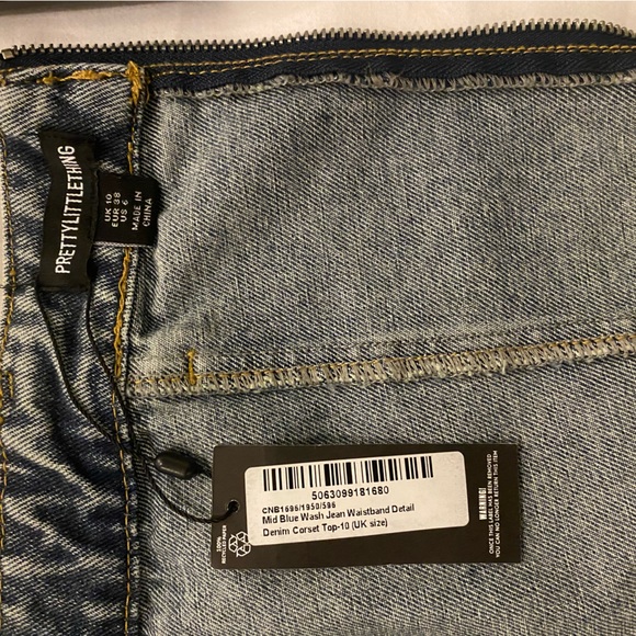 PrettyLittleThing Denim Crop Top size 6 - Picture 8 of 8